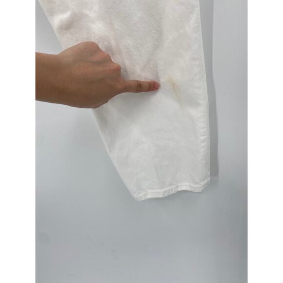 Agolde Riley High Rise Straight Cropped Whip White Denim Jeans Size 32 - Picture 7 of 9